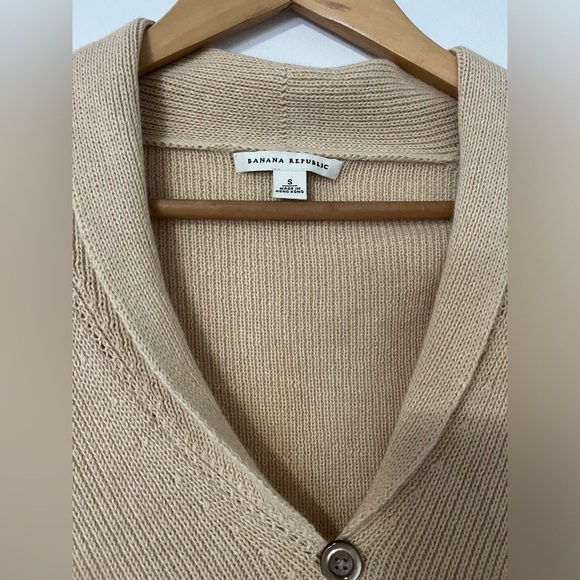 Banana Republic rabbit fur cotton blend flock cardigan beige sweater - Picture 3 of 6